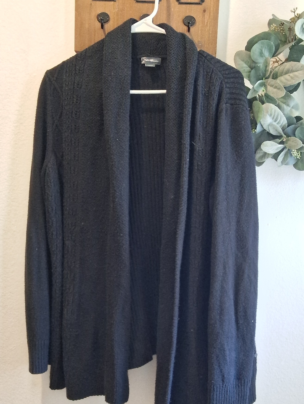 Eddie Bauer Open Front Cardigan in Black
